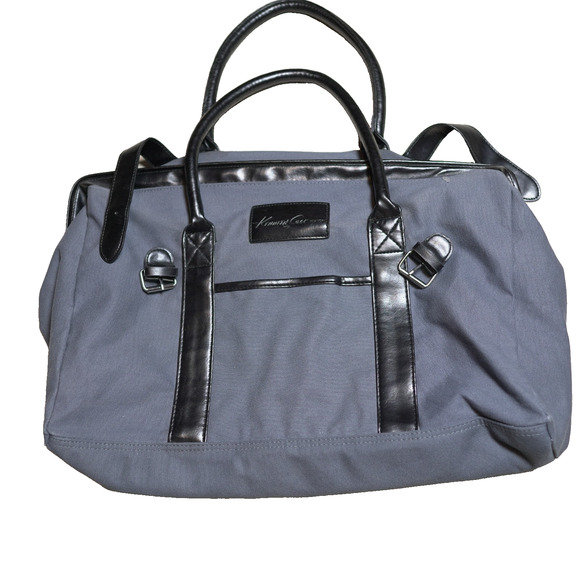 Kenneth Cole Weekender Doctor's Bag XL Gray Canvas and Black Leather Travelcore - Picture 1 of 7